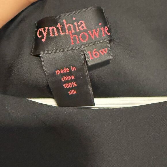 NEW Cynthia Howie 100% Silk Elegant Black Asymmetrical Dress Size 16W - Picture 2 of 7